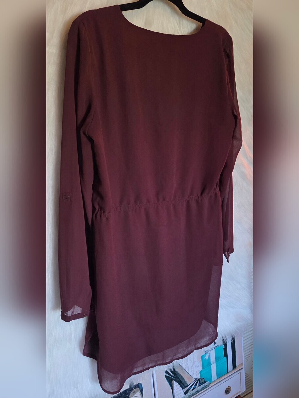 Vero Moda V-Neck Plum Romance Tunic Dress - Picture 4 of 8